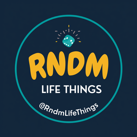 Rndm Life Things logo — a teal die on navy
